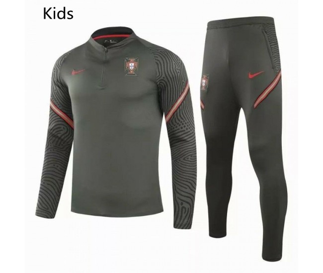 Portugal Team Deep Green Training Soccer Tracksuit Kids 2021 2022