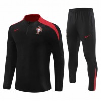 Portugal National Team Mens Black Training Technical Football Tracksuit 23-24