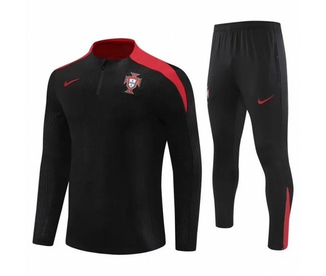 Portugal National Team Mens Black Training Technical Football Tracksuit 23-24