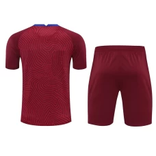 Atlético De Madrid Men Goalkeeper Short  Sleeves Football Kit Wine Red