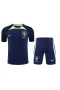 Brazil National Football Team Men Short Sleeves Football Suit Dark Blue