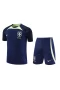 Brazil National Football Team Men Short Sleeves Football Suit Dark Blue