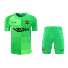 FC Barcelona Men Goalkeeper Short Sleeve Football Kit Green