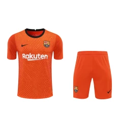FC Barcelona Men Goalkeeper Short Sleeve Football Kit Orange