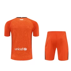 FC Barcelona Men Goalkeeper Short Sleeve Football Kit Orange