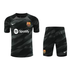 FC Barcelona Men Goalkeeper Short Sleeves Football Kit Black 2024