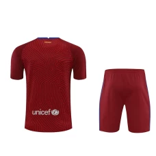 FC Barcelona Men Goalkeeper Short Sleeves Football Kit Wine Red