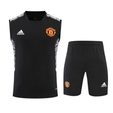Manchester United FC Men Singlet Sleeveless Football Training Kit Black 2024