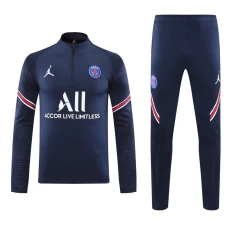 Paris Saint Germain FC Men Long Sleeves Half Zip Football Kit Dark Blue