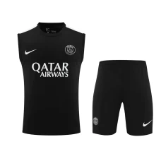 Paris Saint Germain FC Men Singlet Sleeveless Football Training Kit Black 2024