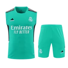 Real Madrid CF Men Vest Sleeveless Football Training Kit Cyan