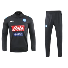 SSC Napoli Men Half Zip Long Sleeves Football Kit Black